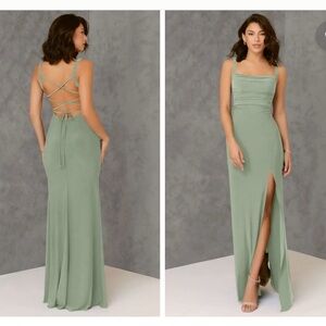 Azazie Nikki Green Maxi Dress